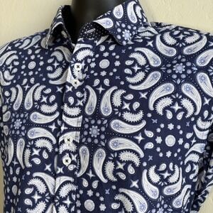 COOGI‎ Luxe Paisley Print Button Down Shirt Cotton Long Sleeve Menswear Large